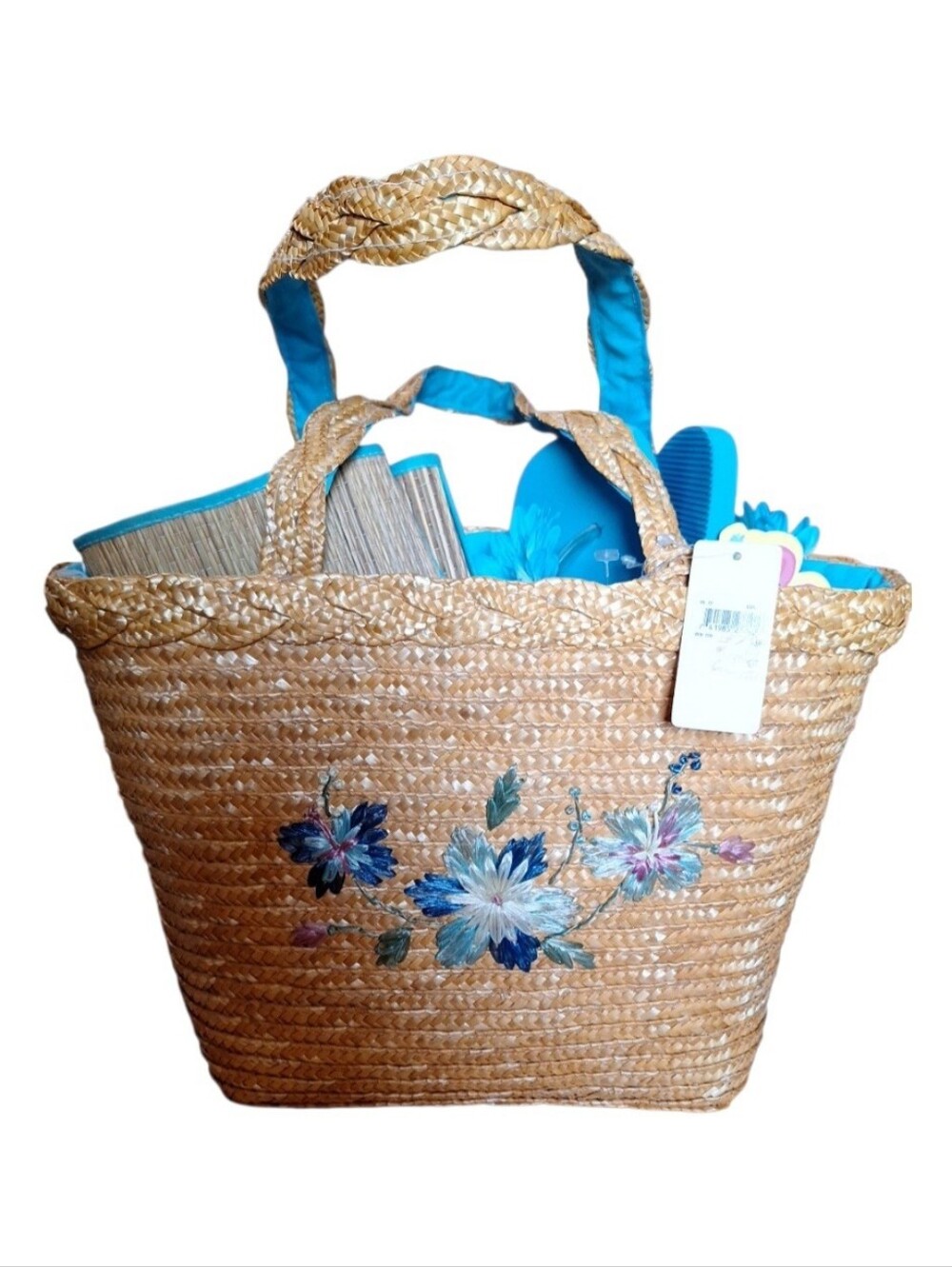 Charlotte By Lisi Lerch Woven Beach Kit Straw Tote, Beach Rollout and Sandals